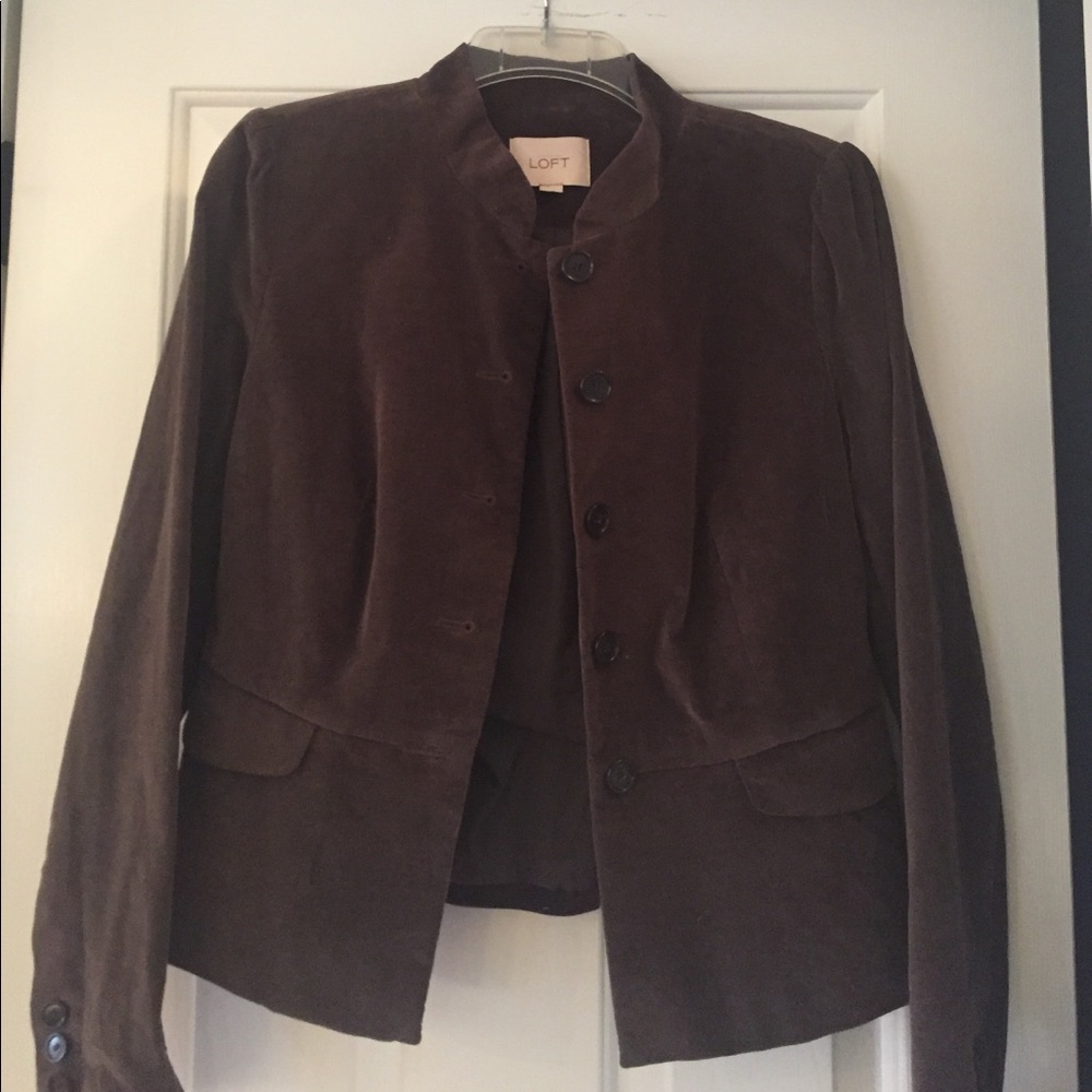 LOFT Brown velvet-like short jacket, size 4